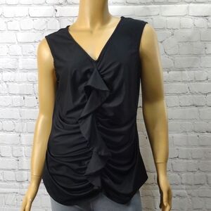 New Directions Large black Ruffle Sleeveless blouse